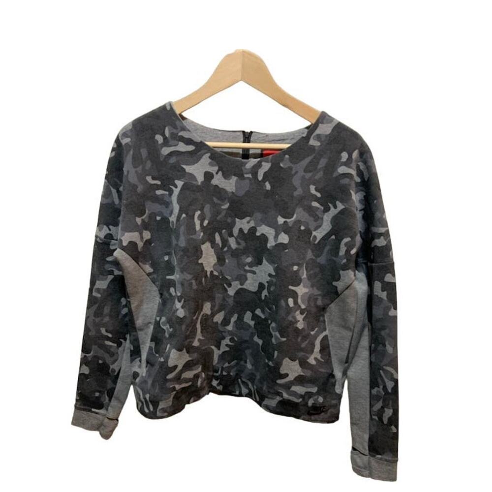 Nike Tech sweatshirt crewneck gray camo women's Size L